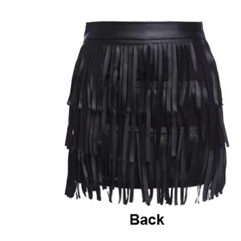 Nowy nabytek letnia moda kobiety krótkie spódniczki damska Wysoka Talia sztuczna skóra miękkie sztuczne spódnice z frędzlami multi rozmiar B2# 41