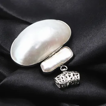 Nowy, naturalny, biały, podwójna umywalka Perła wisiorek dla kobiet elegancki Fit Diy naszyjnik wisiorek akcesoria biżuteria wnioski 40x45mm A10