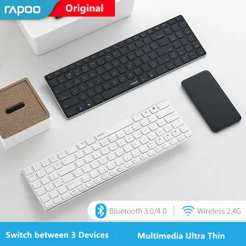 Nowy Rapoo E9300G Bluetooth/2.4 G Multi-Media player 5.6 mm ultra-cienka klawiatura bezprzewodowa dla komputerów przenośnych i KOMPUTERÓW stacjonarnych z podłączeniem 3 urządzeń