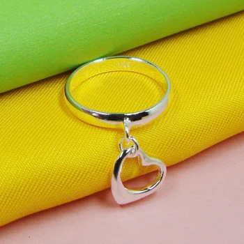 Nowy srebrny pierścień kobieta akapit kolor srebrny biżuteria pierścień miłość wisiorek pierścionek osobowość, modny proces prezent na urodziny