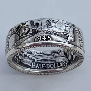 Nowy STANY zjednoczone 1945 dolar pół męskie pierścień pamiątkowy prezent dla chłopaka handmade rocznika partii męskie pierścień biżuteria drop shipping