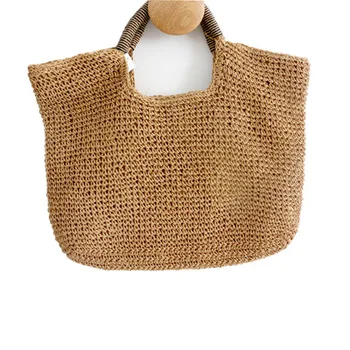 Nowy słoma plaża rattan torba handmade dzianiny artystycznej hacki torebka torba na ramię dla kobiet torby do zakupów hurtowych