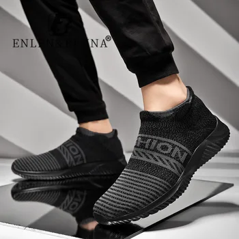 Nowy top męska Casual buty siatka poślizgu na męskie skarpetki buty lekkie, oddychające klasyczne czarne trampki Masculino Zapatillas Hombre