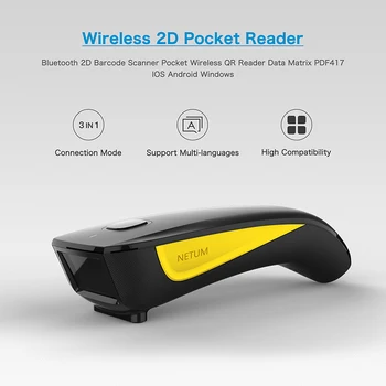 Nowy zaprojektowany skaner kodów kreskowych 2D Bluetooth Wireless handheld QR Code Reader mini pocket barcode scanners NETUM C750