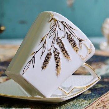 Nowy złoty jęczmień filiżanka kolorowa emalia Porcelanowa kubek z блюдцами święta wyjść za mąż kreatywny prezent