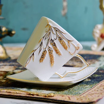 Nowy złoty jęczmień filiżanka kolorowa emalia Porcelanowa kubek z блюдцами święta wyjść za mąż kreatywny prezent