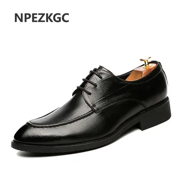 NPEZKGC luksusowy włoski styl mężczyźni ubierają się mężczyźni obuwie casual zasznurować formalna buty brogue ślubne biznes biuro buty
