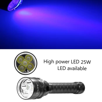 Nurkowanie latarki led UV kombinezon uv 5/3 latarka led światła purpurowy podwodny 200 m zanurzenie aluminiowa Latarka 395нм wodoodporny