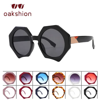 Oakshion Ladies Luxury Brand Big Frame Polygon kolorowe różowe przezroczyste okulary damskie odcienie lustrzane okulary