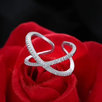 Obrączki Pierścienie Dla Kobiet W Poprzek Z Цирконом Projekt Rocznika Tajski Biżuteria Otwarte Pierścień Kochanka Najlepszy Prezent