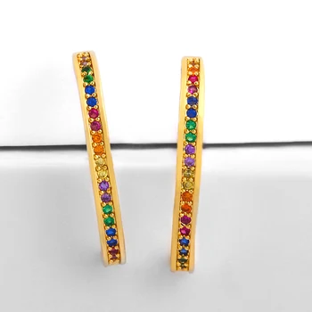 OCESRIO Luxury 24k Gold Rainbow Hoop kolczyki dla kobiet z kamieni bar kanały Hoop kolczyki cyrkon Huggie Jewellery ers-r57