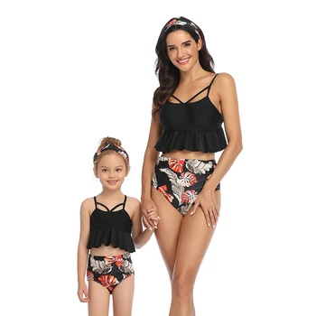 Odpowiednie rodziny bikini strój kąpielowy dla ojca, matka, syn, córka, dzieci, dzieci, plaża krótkie stroje kąpielowe kobiety strój kąpielowy body