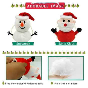Odwrócenie Christmas Snowman Przekształca Świętego Mikołaja Miękka Lalka Miękkie Pluszowe Zabawki Wymienne Prezent Dzieci Chłopcy Dziewczęta Nowy Rok Kawii