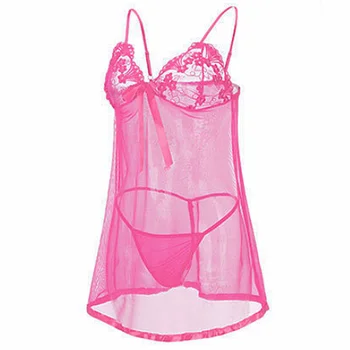 Odzież damska koronka damska koszula nocna piżamy see chociaż lingerie porno lingerie dress ropa sexy para el sexo plus size 6XXL
