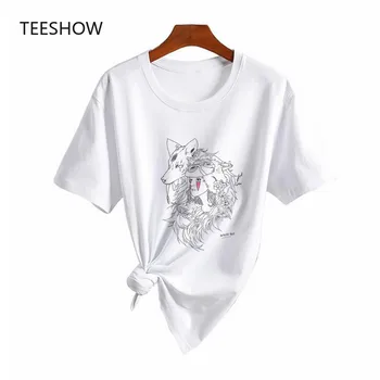 Odzież damska Księżniczka Mononoke koszulki Nowe Lato biały z krótkim rękawem, unisex anime drukowanych casual top t-shirt graficzny trójniki
