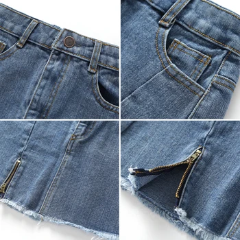 Odzież dziecięca dla dziewczynek plac jeansowa niebieska spódnica 2020 moda dla dzieci elastyczny pas błyskawica jeansowa spódnica nastolatki dziewczyny ubrania w wieku 2-14 lat