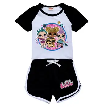 Odzież dziecięca LOL Dolls Girls Tops krótki dres poliester LOL młodzieżowa koszula kreskówka chłopców koszulka letni zestaw