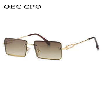OEC CPO moda prostokąt okulary kobiety Moda bez oprawy małe kwadratowe okulary dla kobiet UV400 odcienie dla mężczyzn okulary O767