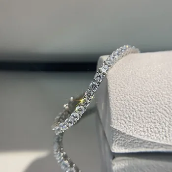 OEVAS 16 cm/17 cm korty bransoletki prawdziwe srebro próby 925 biżuteria świeży высокоуглеродистый Diament Wieczny ślub bransoletka prezent