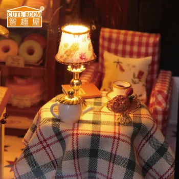 Ogromny DIY Paris Coffee & Cake Shop ręcznie drewniana miniatura z łagodną muzyką piękny montaż domek dla lalek Walentynki prezent zabawka