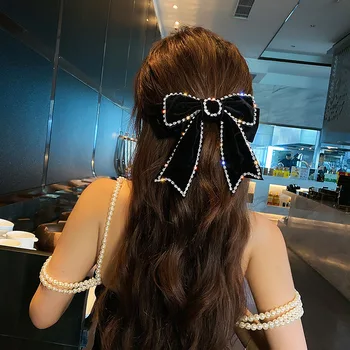 Ogromny Rhinestone Aksamitne Kokardy Spinki Do Włosów 2020 Ręcznie Robione Luksusowe Duże Kryształowe Spinki Do Włosów Spinki Do Włosów Dla Kobiet Dziewczyn Akcesoria Do Włosów
