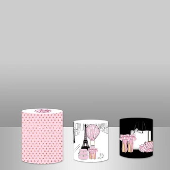 Okrągłe tła koło tło moda paryska dziewczyna tło różowy diament urodziny candy biurko cylindryczne osłony