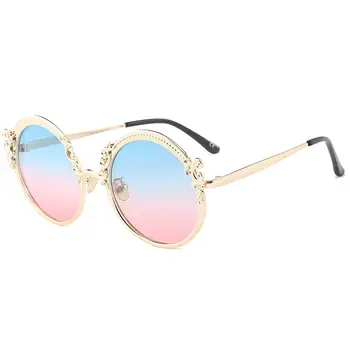 Okulary przeciwsłoneczne dla kobiet marki designerskie buty retro biżuteria, okrągły, óculos steampunk metalowy stelaż lunetę wysokiej jakości różowy UV400
