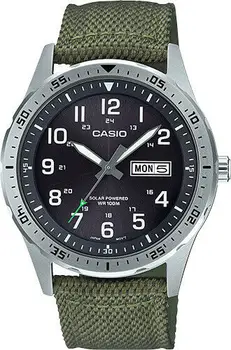 Okulary sportowe męskie zegarki Casio MTPS-120L-3A pasek tkaniny dial czarny 100m