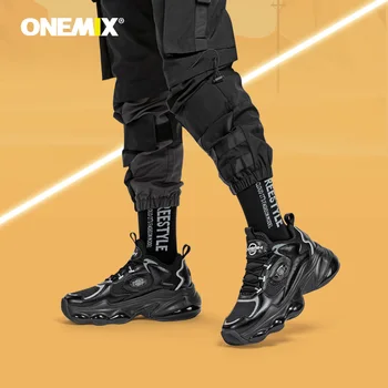 ONEMIX 2020 nowa dostawa unisex buty czarne zwiększające wzrost męskie buty do biegania oddychające damskie sportowe buty na platformie