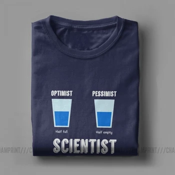 Optymista Pesymista Naukowiec Męska Koszulka Science Funny Physics Okrągły Dekolt Sukienka Z Krótkim Rękawem Bawełniane Koszulki Pomysł Na Prezent T-Shirt