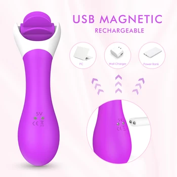 Oralny obrotowy stymulator łechtaczki wibrator G Spot Akumulator dwusilnikowy wibrator języka dorosłych sex zabawki dla kobiet intymne towary