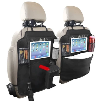 Organizator oparcia fotelika, 2 szt organizer samochodowy z wbudowanym uchwytem na iPad/tablet multi-kieszeń cargo maty do przechowywania ochronnych mat