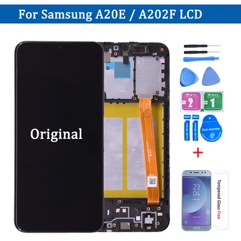 Oryginalny Samsung Galaxy A20e A202 A202F Wyświetlacz ekran dotykowy digitizer w zbieraniu dla SAMSUNG A20e A202F/DS wyświetlacz LCD z ramką