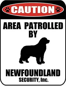 Ostrożnie powiat патрулируется Ньюфаундлендским metalowym aluminiowym psim znakiem 8x12 cm