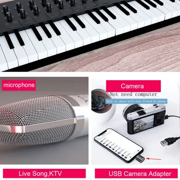 OTG card reader to camera for lightning, adapter, kabel USB, gniazdo słuchawkowe elektryczne pianino klawiatury MIDI USB pendrive