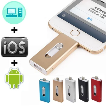 OTG USB pendrive do iPhone X/8/7/7 Plus/6/6s/5/SE ipad Metal Pendrive HD Memory Stick 8 16 32G 64G 128G Flash Driver usb 3.0