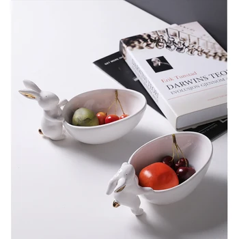 Owoce talerze Ceramiczne Królik zasobnik do przechowywania danie porcelanowa przekąska płyta biżuteria talerz naczynia biżuteria talerz naczynia