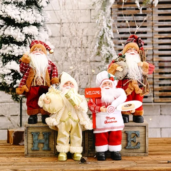 Ozdoba choinkowa stojąca postawa Mikołaj lalka 30 cm nowy świąteczny plecak stary lalka ozdoby świąteczne prezenty dla dzieci