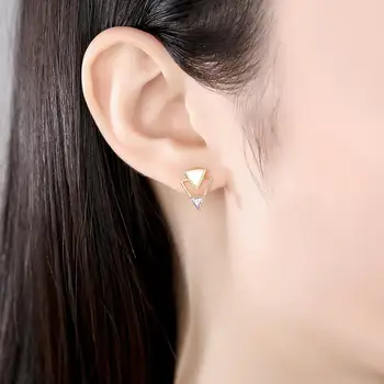 PAG&MAG 925 srebro kolczyki pręta dla kobiet osobowość trójkąt CZ kolczyki korea moda biżuteria geometryczne kolczyki