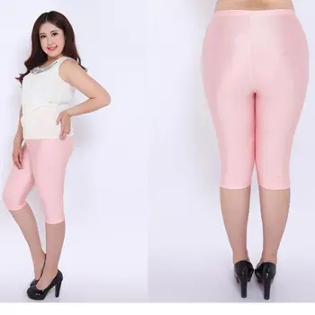 Panie Lato Capri kobiety duży rozmiar XL, 4XL ołówek spodnie do kolan odcinek krótkie spodnie cukierki kolor aktywny king size spodnie