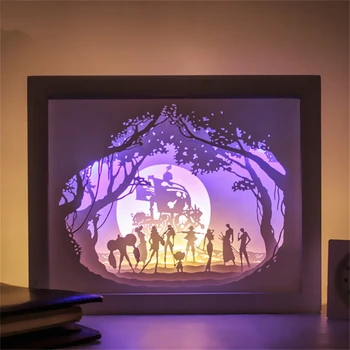 Papier zewnętrzny światło DIY sypialnia szafki nocne światła 3D lampka nocna One Piece kreskówka plac zabaw dla dzieci świąteczny wystrój lampy prezent