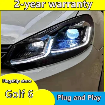 Para do VW golf6 reflektory led 2010-2013 golf6 HID głowy lampy Bi-ksenonowe Promień przeciwmgielne światła do jazdy dziennej dynamiczny obrót