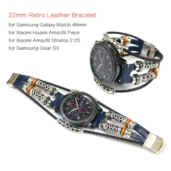 Pasek z naturalnej skóry dla Xiaomi Huami Amazfit Pace Smart Watch Band bransoletka dla Amazfit Stratos 2 2S pasek 22 mm watchband
