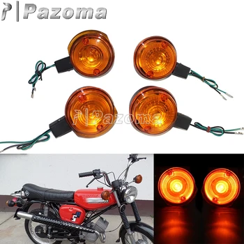 Pazoma New 1 Set Motorcycle Front and Rear 12V Turn Signal Indicators lampy Bursztynowego światła do Simson S50 S51 S70