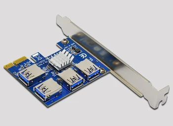 PCI Express Riser Card od 1 do 4 PCIe 16X Riser Card USB 3.0 PCI-E adapter port mnożnik konwerter do wydobycia BTC Bitcoin Miner