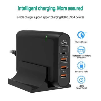 PD 100W GaN 5 USB Type C led dispaly quick charge 4.0 ładowarka do MacBook Air iPad iPhone 11 Pro Samsung Huawei ASUS Wall Charge