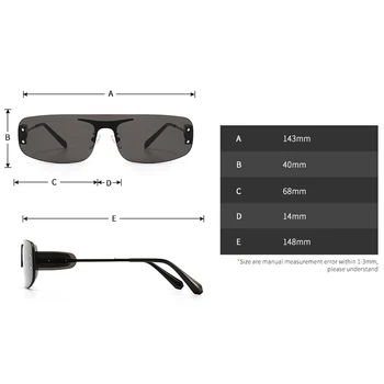 Peekaboo bez mocowania tarczy okulary dla kobiet kwadratowy metal raz kawałek retro okulary dla mężczyzn bezramowe 2021 złoto czarne uv400