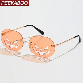 Peekaboo dynia vintage okulary kobiety bez oprawy śmieszne akcesoria męskie okulary owalne puste hale prezenty na Halloween