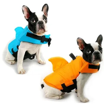 Pet Dog Kamizelka Odzież Ochronna Kamizelka Z Płetwą Kołnierz Wiązka Saver Pet Dog Pływanie Konserwant Letnie Stroje Kąpielowe Pomarańczowy Niebieski