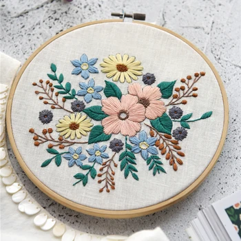 Pełna gama zestawów startowych haft kwiatowy wzór haft materiał pakiet dla początkujących dorosłych